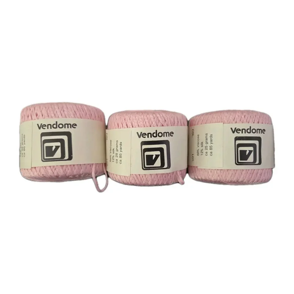 Lot 3 VTG Vendome Contessa Pink Silk Blend Yarn Italy Crochet Lace Thread